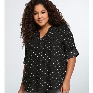 Torrid Cat Print Georgette Pullover Blouse